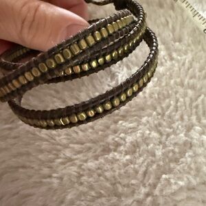 Designer Leather & Metal Wrap  Bracelet